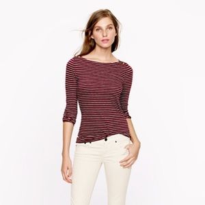 J. CREW // Burgundy Striped Painter Tee
